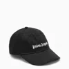 Palm Angels Black Baseball Cap With White Logo Print In Black
