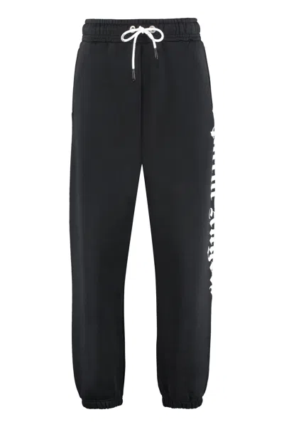 Palm Angels Logo Detail Cotton Track-pants In Black