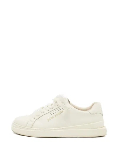 Pre-owned Palm Angels Logo-detail Leather Sneakers In White