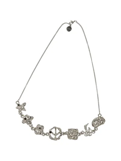 Palm Angels Logo-detail Necklace In Metallic