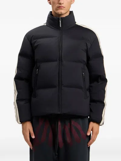 Palm Angels Logo-detail Stripe Puffer Jacket In Black