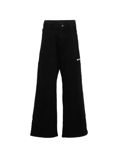 Palm Angels Kids' Logo-detail Trousers In Burgundy