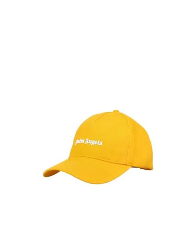 Palm Angels Logo Detailed Baseball Cap In Yellow