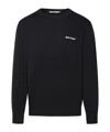 Palm Angels Cotton Oversize Crew Neck Sweatshirt In Black