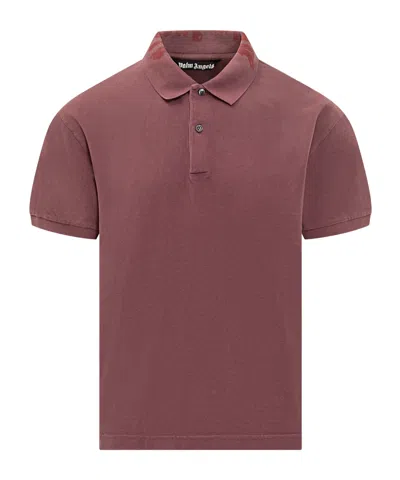 Palm Angels Short-sleeved Polo Shirt In Burgundy
