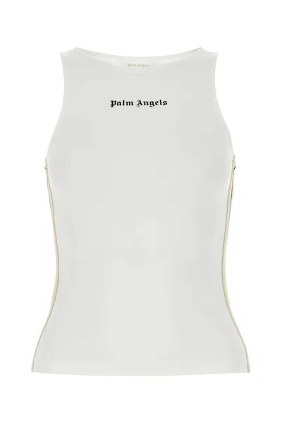 Palm Angels Logo Detailed Tank Top In White