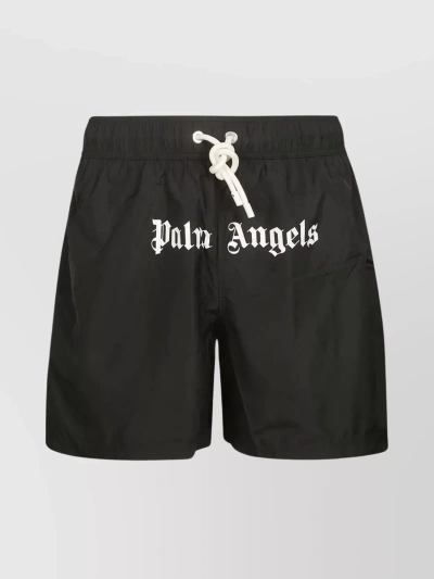 Palm Angels Logo Swim Shorts In Black,white