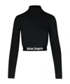 Palm Angels Crop Top In Black Viscose Blend In Black