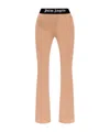 Palm Angels Logo Elastic Waistband Flared Track Pants In Nude