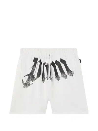 Palm Angels Logo Elasticated Shorts In White