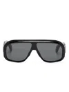 Palm Angels Logo-embossed Pilot-frame Sunglasses In Black
