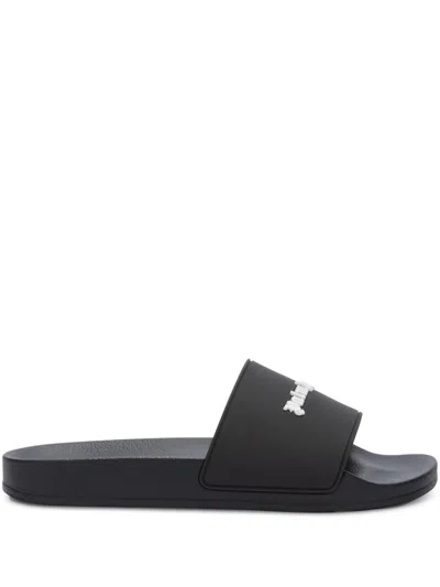 PALM ANGELS LOGO-EMBOSSED POOL SLIDES