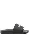 Palm Angels Logo-embossed Slides In Black