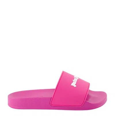 Palm Angels Logo-embossed Slides In Pink