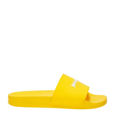 Palm Angels Logo Embossed Slides In Yellow