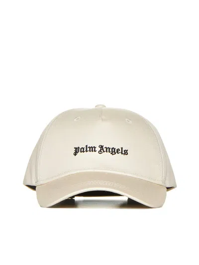 Palm Angels Logo刺绣斜纹布棒球帽 In Off White,black