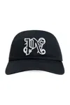 Palm Angels Logo Embroidered Baseball Cap In Black Whit