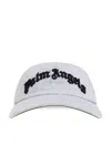 Palm Angels Logo Embroidered Baseball Cap In Grey Melange Black