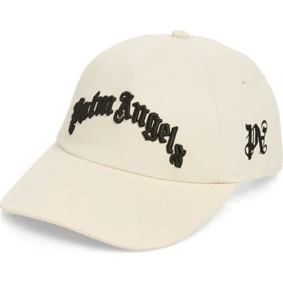Palm Angels Logo Embroidered Baseball Cap In White