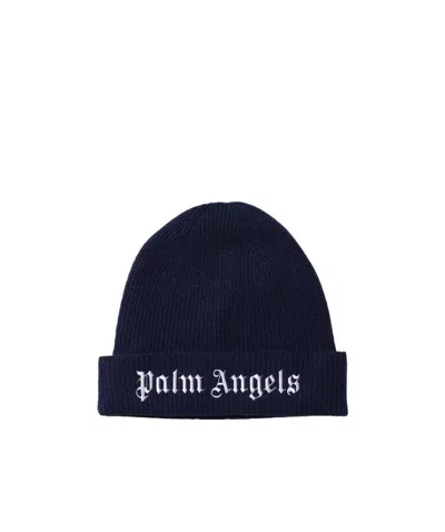 Palm Angels Logo Embroidered Beanie In Black