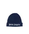 Palm Angels Kids Knitted Logo Beanie 4 - 8 Years Blue By Childsplay Clothing In Black