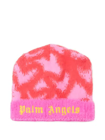 Palm Angels Kids' Logo-embroidered Beanie Hat In Pink