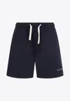 Palm Angels Logo-embroidered Drawstring Bermuda Shorts In Blue
