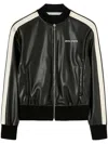 Palm Angels Logo Leather Effetc Track Bomber Jacket In Black