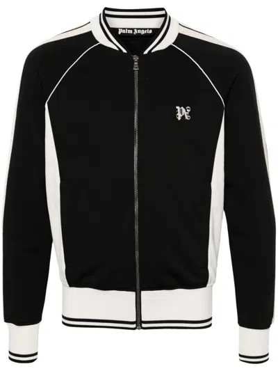 Palm Angels Versatile Zip-closure Sweatshirt Jacket With Contrasting Panels In Black