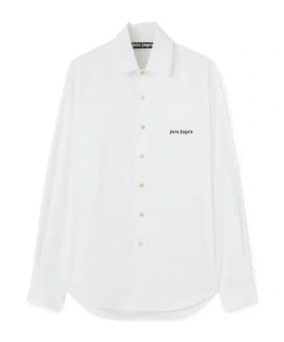 Palm Angels Logo-embroidered Buttoned Shirt In White