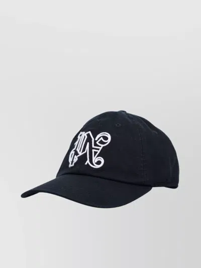 Palm Angels Monogram Cotton Baseball Cap In Black
