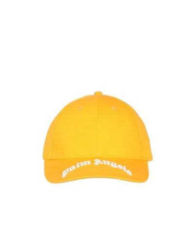 Palm Angels Logo-embroidered Cap In Yellow