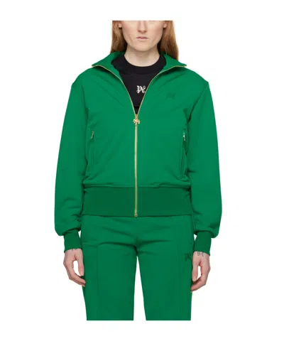 Palm Angels Logo Embroidered Casual Jacket In Green