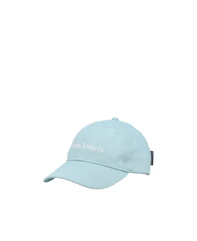 Palm Angels Logo-embroidered Cotton Cap In Blue