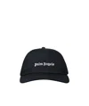 Palm Angels Black Baseball Cap With White Logo Print In Black