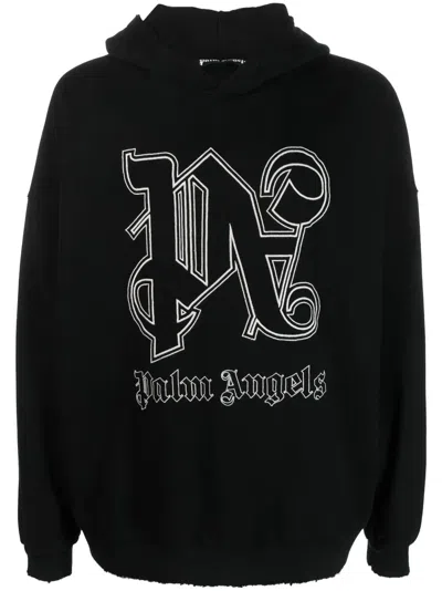 Palm Angels Pa Monogram Statement Hoodie In Black