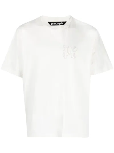 Palm Angels Logo-embroidered Cotton T-shirt In Multi