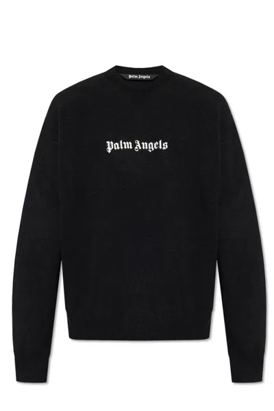 PALM ANGELS PALM ANGELS LOGO EMBROIDERED CREWNECK JUMPER