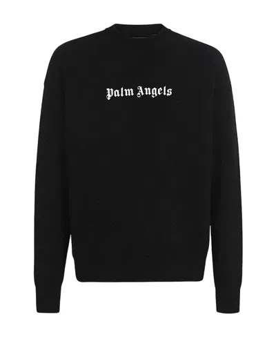 PALM ANGELS PALM ANGELS LOGO EMBROIDERED CREWNECK JUMPER