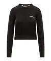 Palm Angels Cropped Pullover With Embroidered Logo In Black