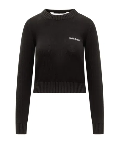 PALM ANGELS PALM ANGELS LOGO EMBROIDERED CREWNECK KNITTED JUMPER