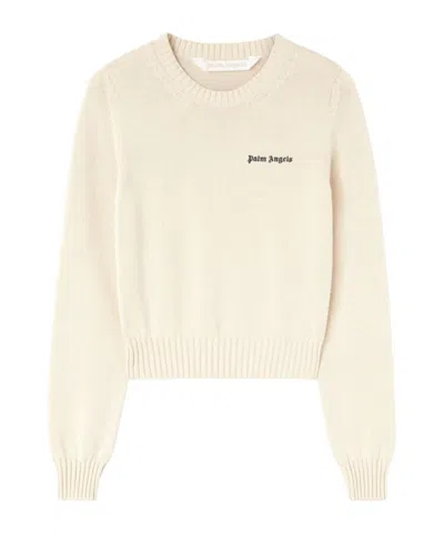 PALM ANGELS PALM ANGELS LOGO EMBROIDERED CREWNECK KNITTED JUMPER