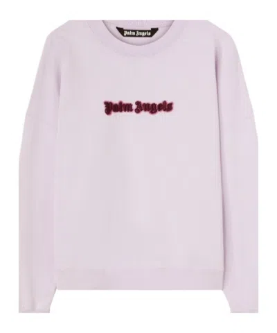 PALM ANGELS PALM ANGELS LOGO EMBROIDERED CREWNECK SWEATSHIRT