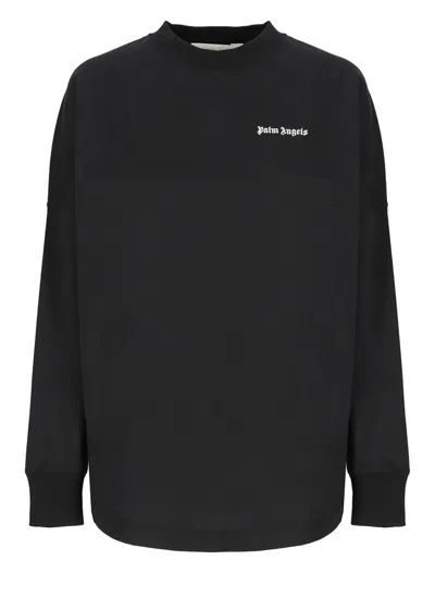 Palm Angels Logo Embroidered Crewneck T In Black