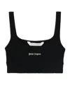 Palm Angels Logo Embroidered Cropped Knitted Tank Top In Black