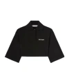 Palm Angels Black Logo Cropped Polo In Black
