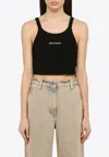 Palm Angels Black Cotton Cropped Top In Black
