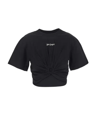 Palm Angels Logo-embroidered Cut-out Detailed Top In Black