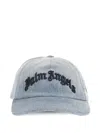 Palm Angels Logo-embroidered Denim Cap In Blue