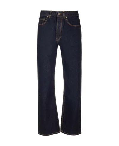 Palm Angels Logo-embroidered Denim Jeans In Black